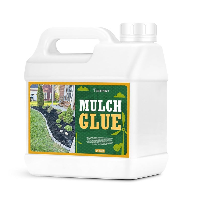 Teexpert 31.6oz Mulch Glue for Landscaping - Long-Lasting Pine Straw,Bark,Rubber Mulch,Rock,and Pea Gravel Glue Binder Stabilizer for Outdoor Gardens - Image 1